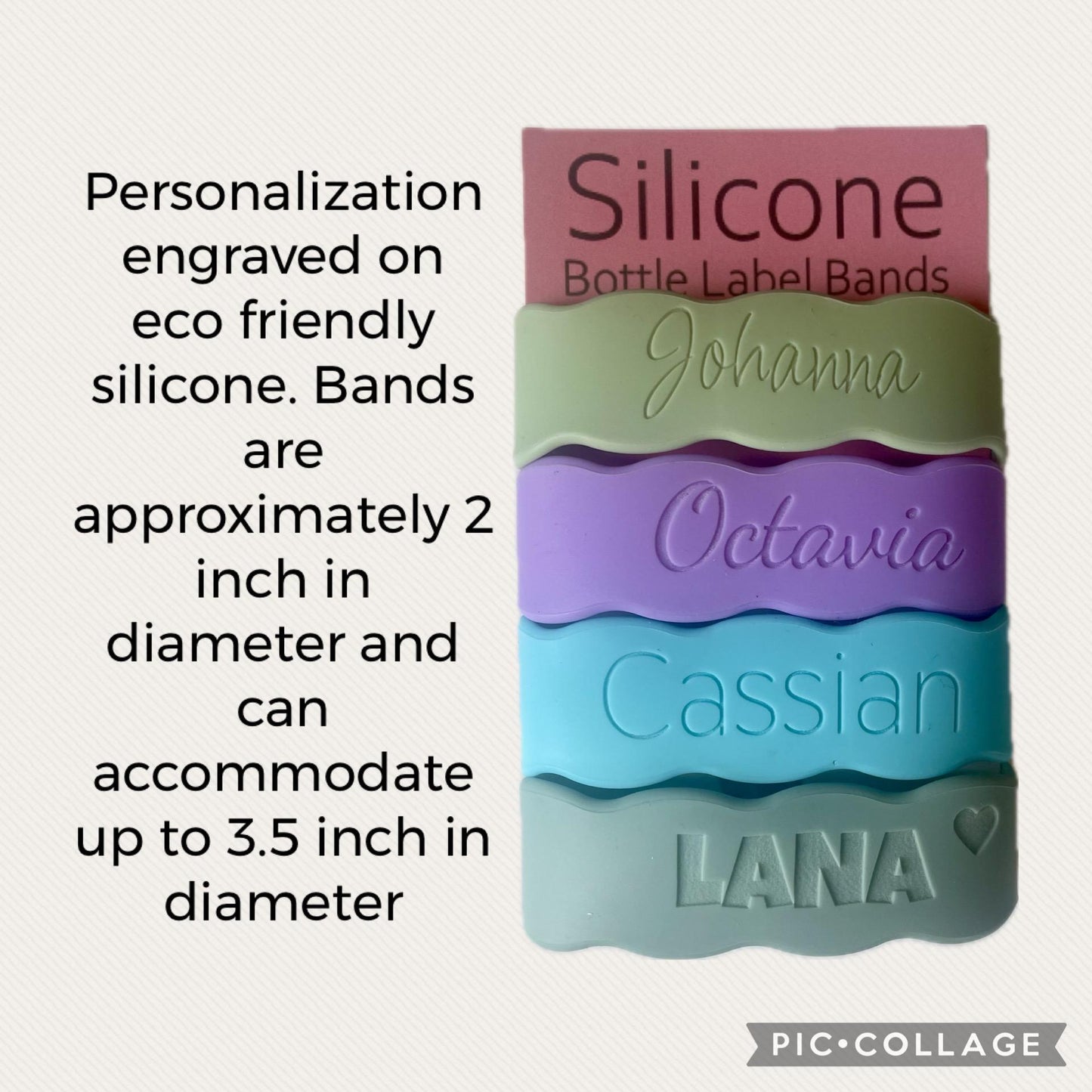 Personalized 1 Bottle Label, Silicone Label, Water Bottle Label, reusable label for bottle, Engraved Cup Label, School label, Daycare label