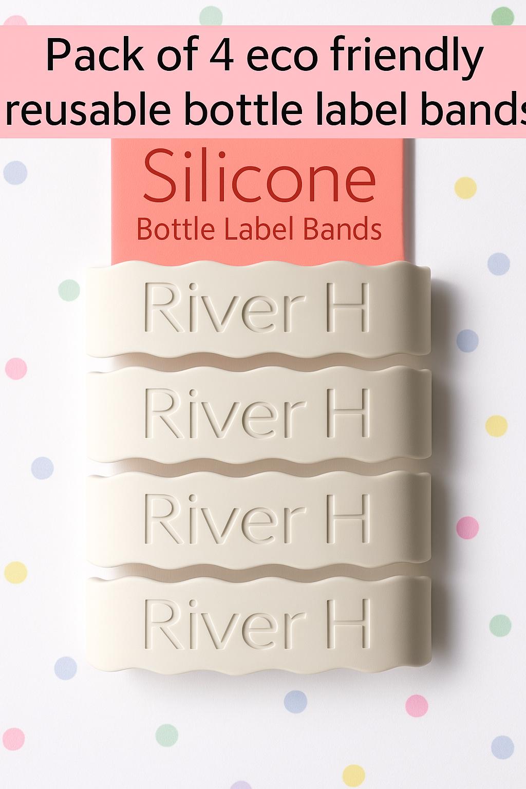 Pack of 4 Bottle Personalized bands, Silicone Label, Water Bottle Label, Reusable label , Engraved Cup Label, School Label, Daycare Label