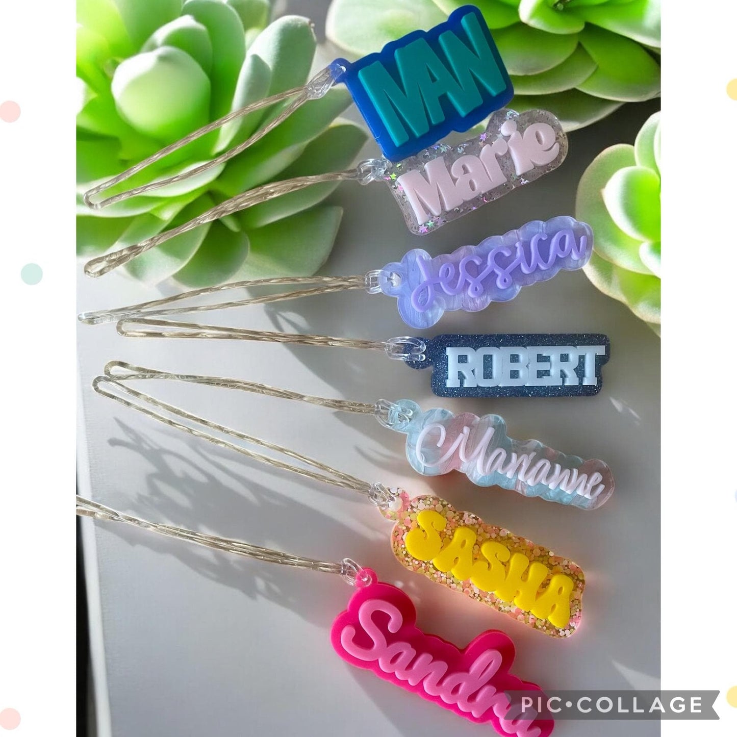 Personalized Name Tag for Backpack, Custom Name Tag for School bag, Glitter Acrylic Name for Bottle, ID tag for Sport Event, Tag for Luggage