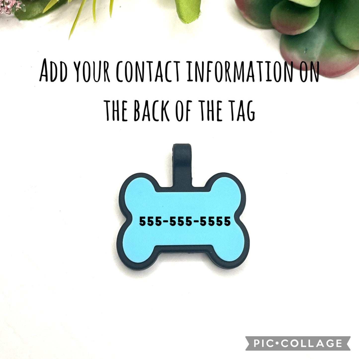 Personalized Dog Identification Tag, Cat Engraved Tag, Silicone Pet Collar Tag, Gift for Dog Lover, Gift for Pet Parent, Silicone Engraved