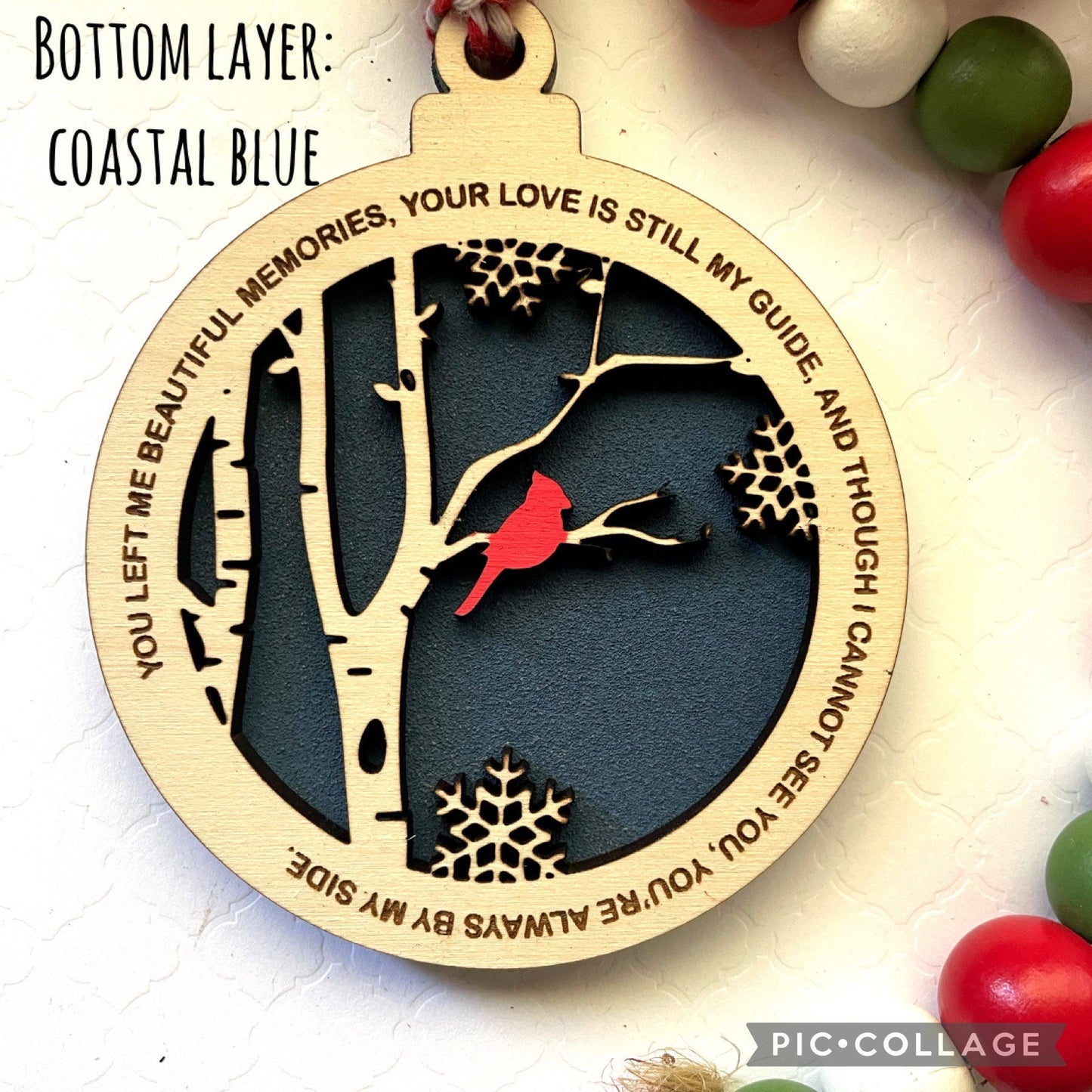 Engraved Wood Ornament, Remembrance Ornament , Cardinal Ornament, Farmhouse, 2022 Ornament, Memorial Ornament, Christmas Ornament