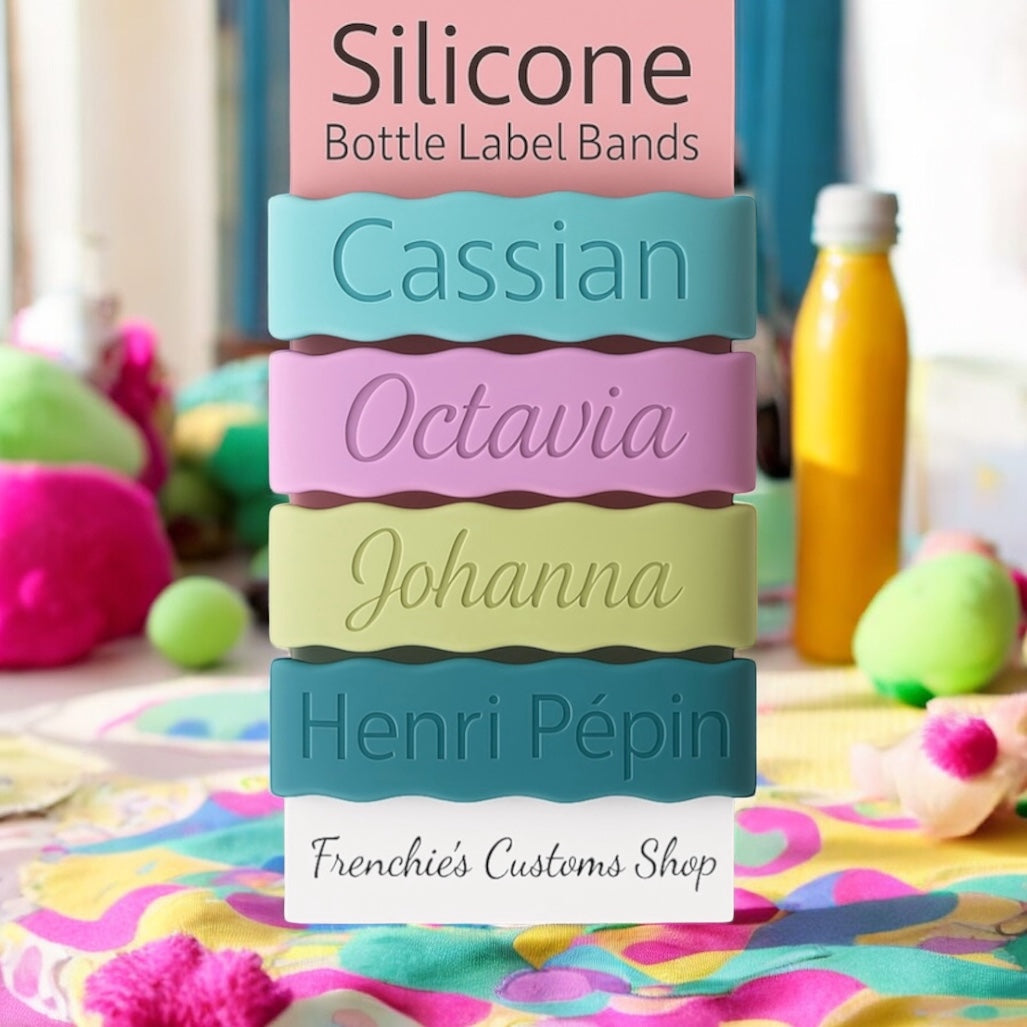 Personalized 1 Bottle Label, Silicone Label, Water Bottle Label, reusable label for bottle, Engraved Cup Label, School label, Daycare label