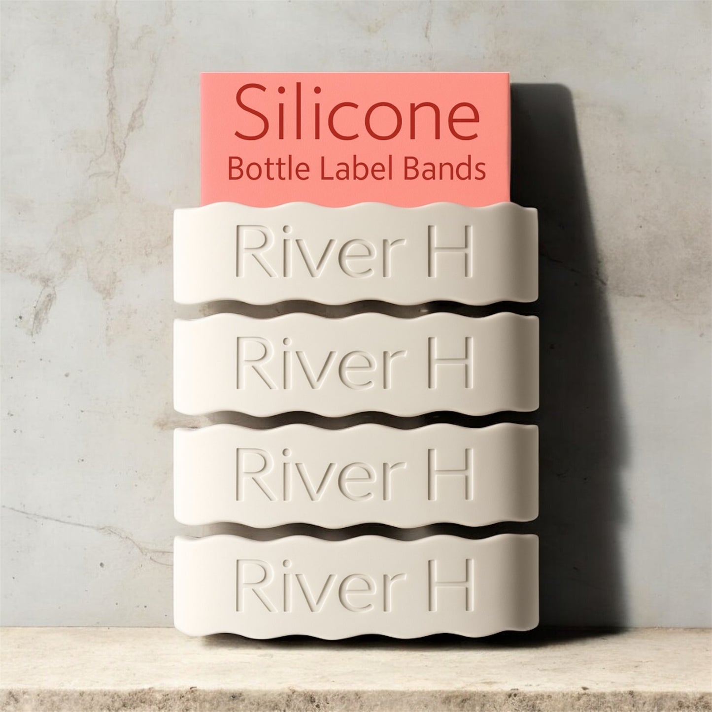 Pack of 4 Bottle Personalized bands, Silicone Label, Water Bottle Label, Reusable label , Engraved Cup Label, School Label, Daycare Label