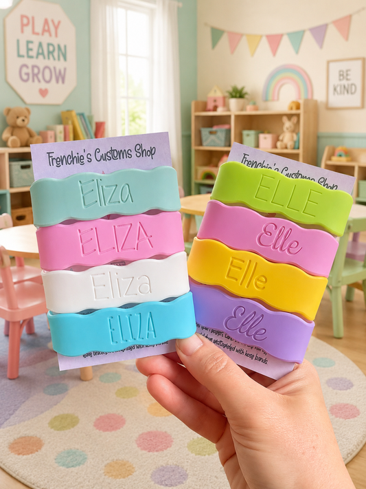Personalized Engraved Silicone Bottle Label, Reusable Daycare/School Band- Pack of 4