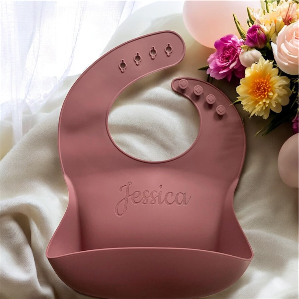 Personalized Silicone Bib for baby, Engraved Adjustable Bib, Bib for toddler, Gift for New Mom, Custom Bib for Daycare, Gift for Baby Shower