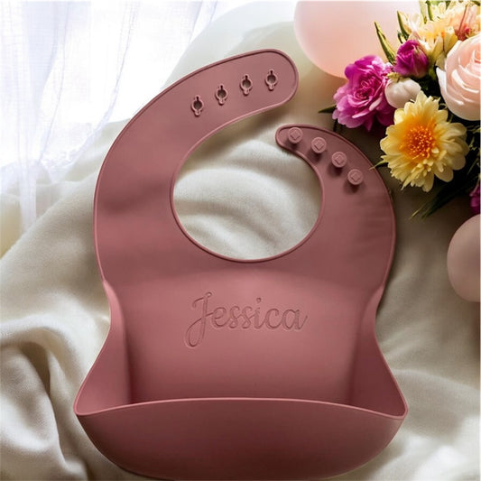 Personalized Silicone Bib for baby, Engraved Adjustable Bib, Bib for toddler, Gift for New Mom, Custom Bib for Daycare, Gift for Baby Shower