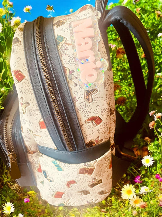 Personalized Name Tag for Backpack, Custom Name Tag for School bag, Glitter Acrylic Name Plate, Name Tag for Water Bottle, Tag for Luggage