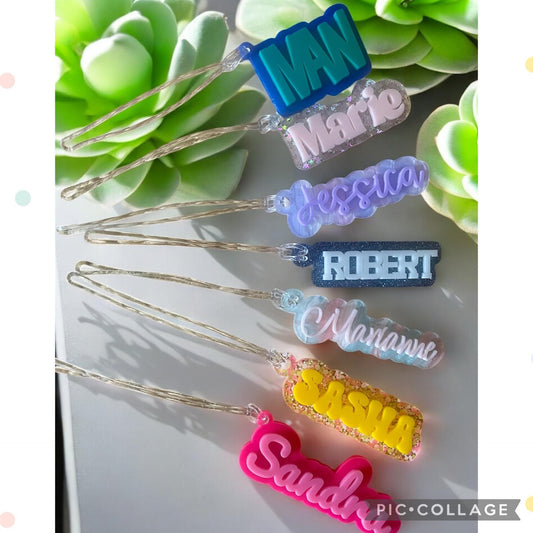 Personalized Name Tag for Backpack, Custom Name Tag for School bag, Glitter Acrylic Name Plate, ID tag for Sport Event, Tag for Luggage