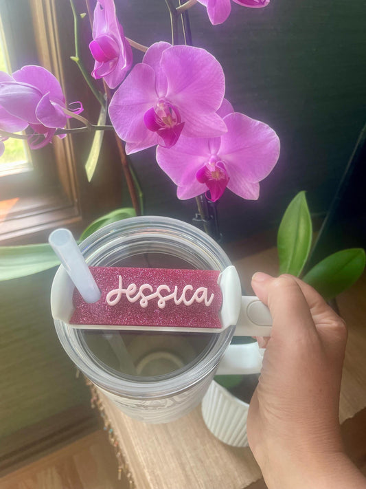 Personalized Name Tag for Stanley 40oz Tumbler, Custom Lid name tag, Glitter Acrylic Name Plate, Christmas Gift for Girlfriend, Tumbler Accessory