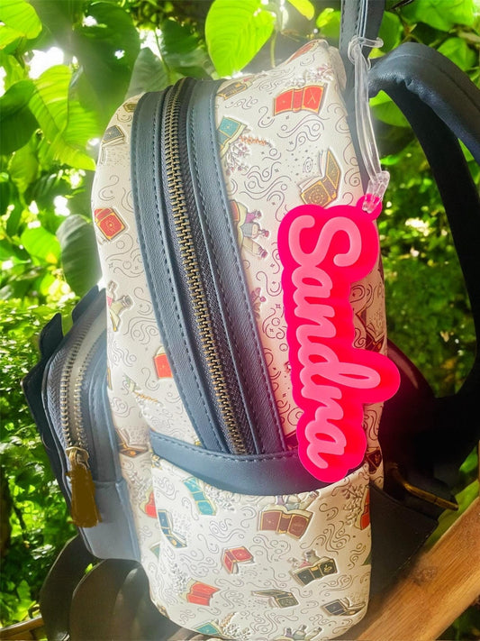 Personalized Name Tag for Backpack, Custom Name Tag for School bag, Glitter Acrylic Name Plate, ID tag for Sport Event, Tag for Luggage
