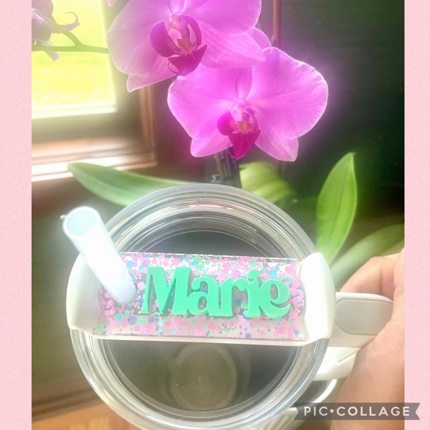 Personalized Name Tag for Stanley 40oz Tumbler, Custom Lid name tag, Glitter Acrylic Name Plate, Christmas Gift for Girlfriend, Tumbler Accessory