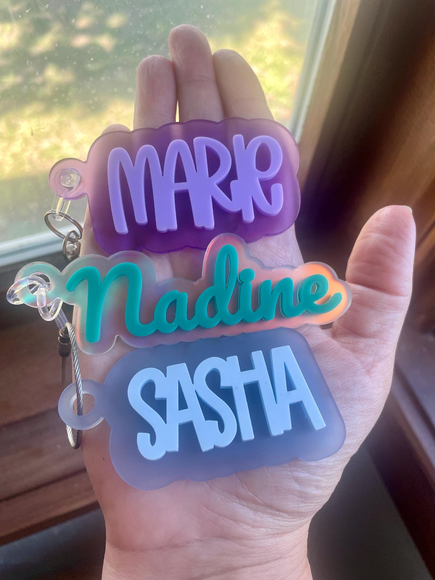 Personalized Acrylic Name Tag: Custom Backpack Keychain