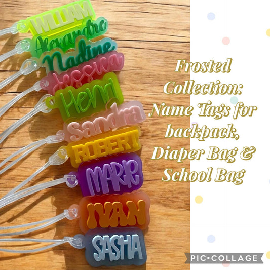 Personalized Keychain for Backpack, Custom Name Tag for School bag, Glitter Name Tag for diaper bag, ID tag for Backpack, Tag for Luggage