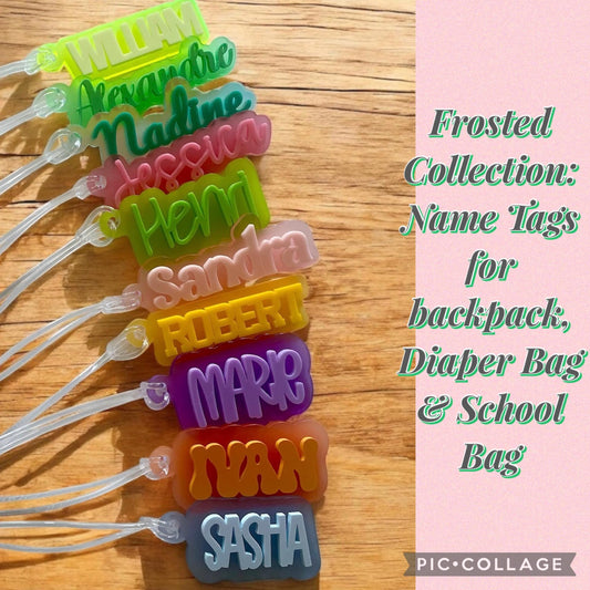 Personalized Keychain for Backpack, Custom Name Tag for School bag, Glitter Name Tag for diaper bag, ID tag for Backpack, Tag for Luggage