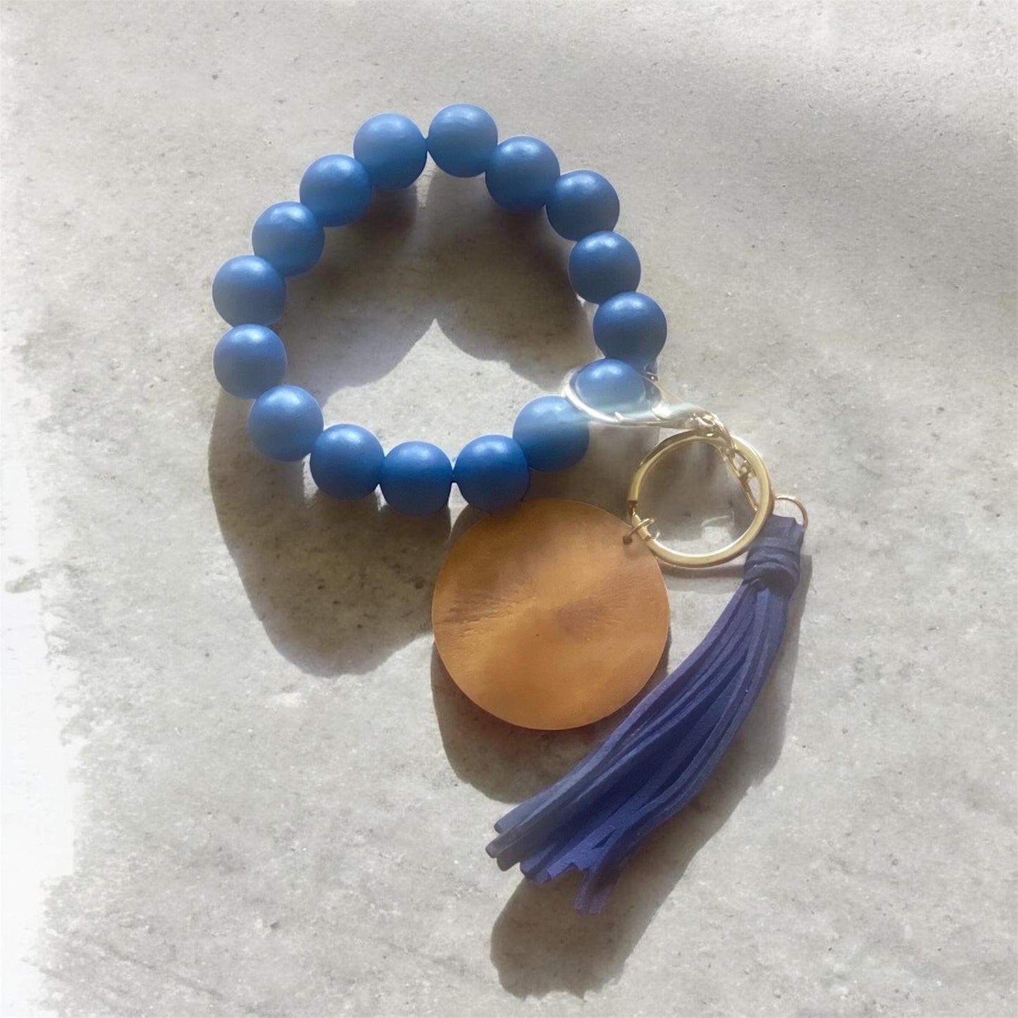 Personalized Wristlet Keychain, Engraved Keychain, Wood Bead Keychain, Bracelet Keychain, Gift for Her, Gift for Mom, Monogram Keychain