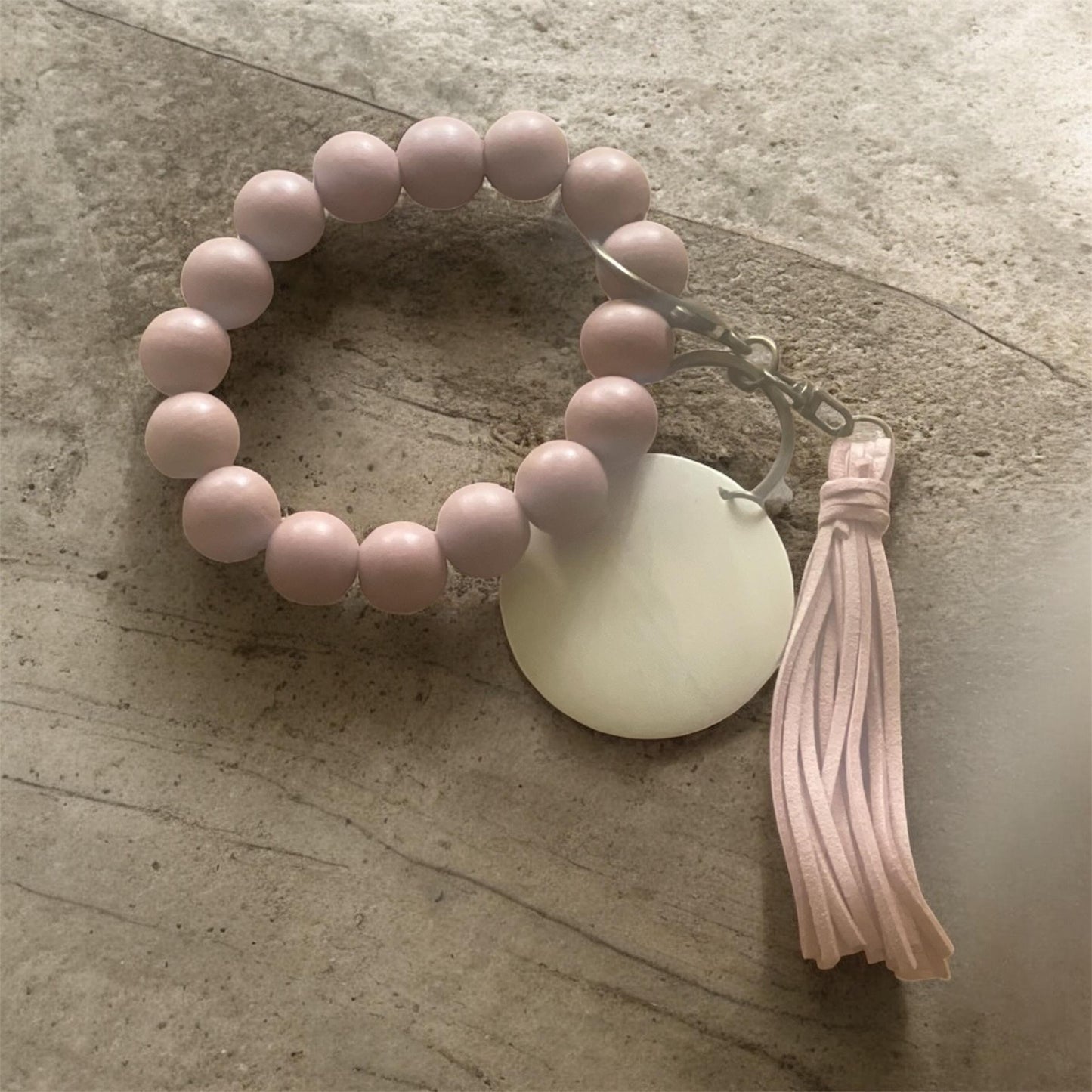 Personalized Wristlet Keychain, Engraved Keychain, Wood Bead Keychain, Bracelet Keychain, Gift for Her, Gift for Mom, Mama Keychain, Leopard