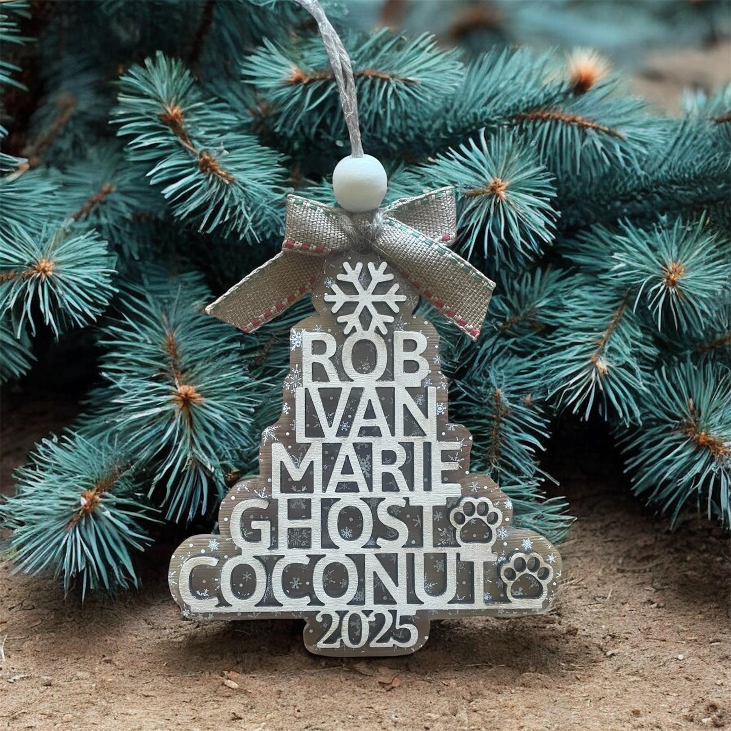 Personalized Engraved Ornament, Wood Ornament, Holiday Decor, Family Ornament, Christmas family ornament up to 10 people