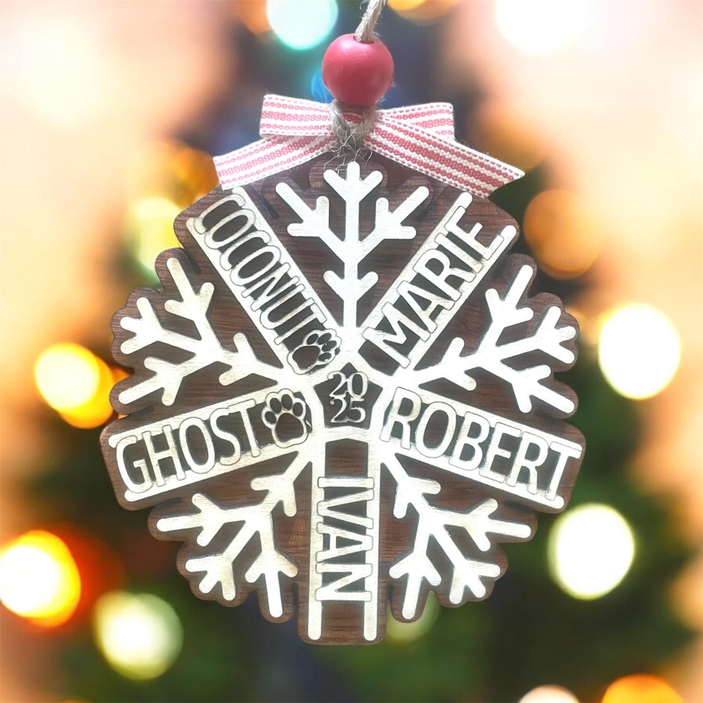 Personalized Family Ornament | Custom Christmas Ornament | Up to 12 Names | Wooden or Acrylic Holiday Keepsake
