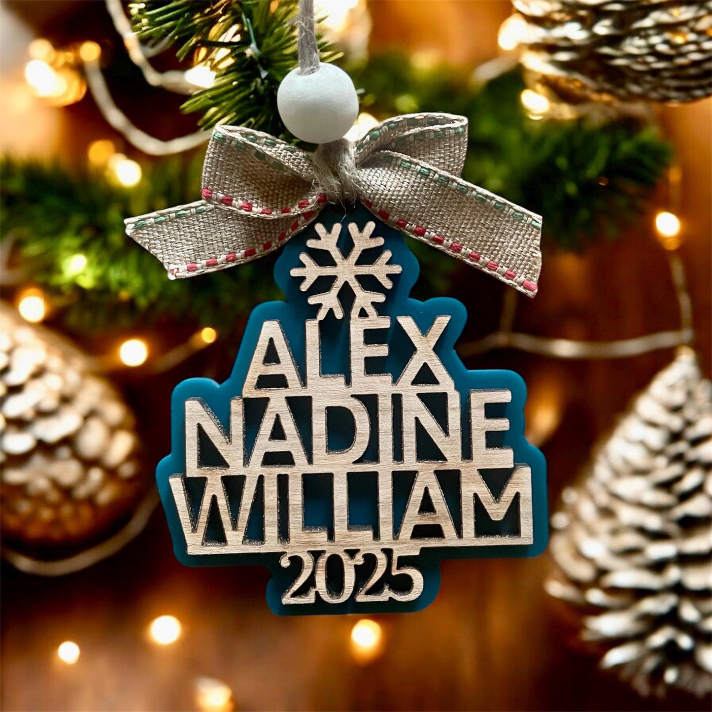 Personalized Engraved Ornament, Wood Ornament, Holiday Decor, Family Ornament