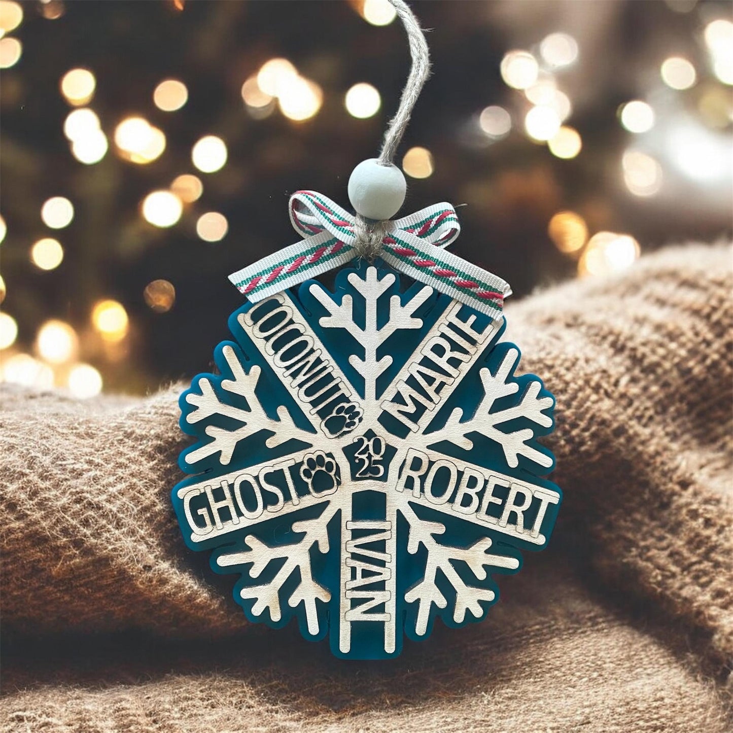 Personalized Family Ornament | Custom Christmas Ornament | Up to 12 Names | Wooden or Acrylic Holiday Keepsake