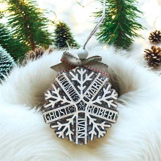 Personalized Family Ornament | Custom Christmas Ornament | Up to 12 Names | Wooden or Acrylic Holiday Keepsake
