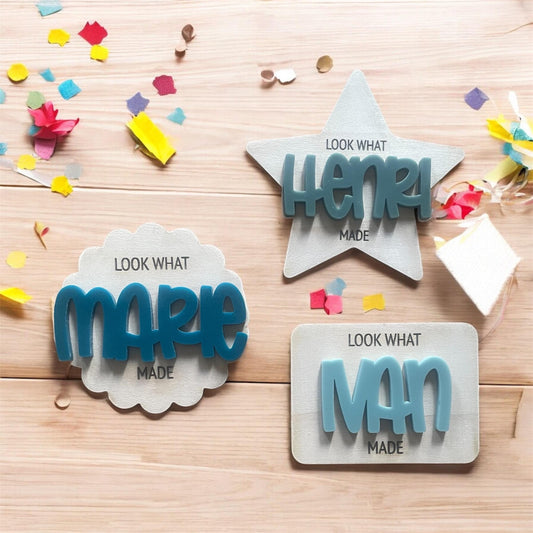 Personalized Kids Artwork Magnet | Custom Name Fridge Magnet in Maple Wood & Acrylic Child Art Display Keepsake