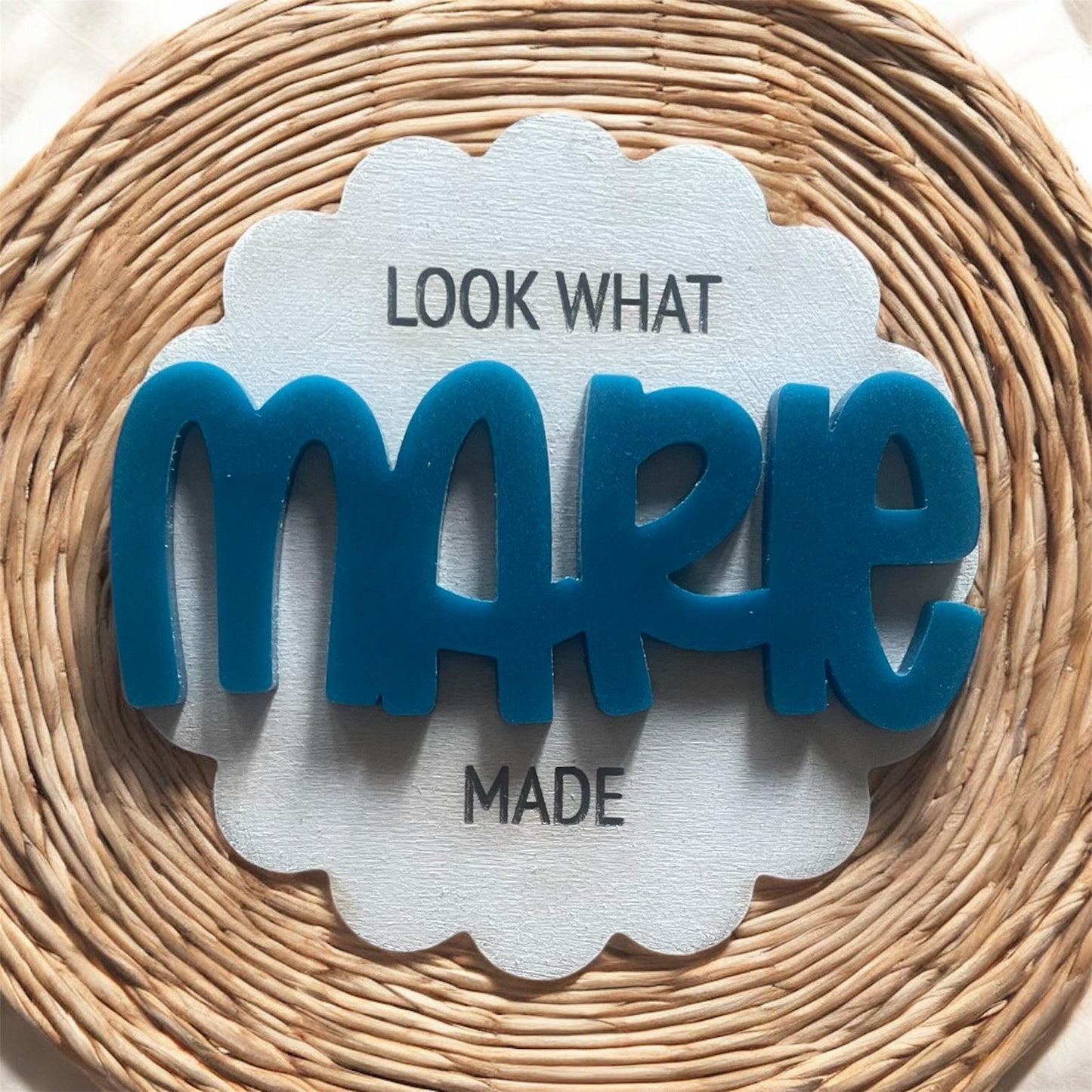 Personalized Kids Artwork Magnet | Custom Name Fridge Magnet in Maple Wood & Acrylic Child Art Display Keepsake