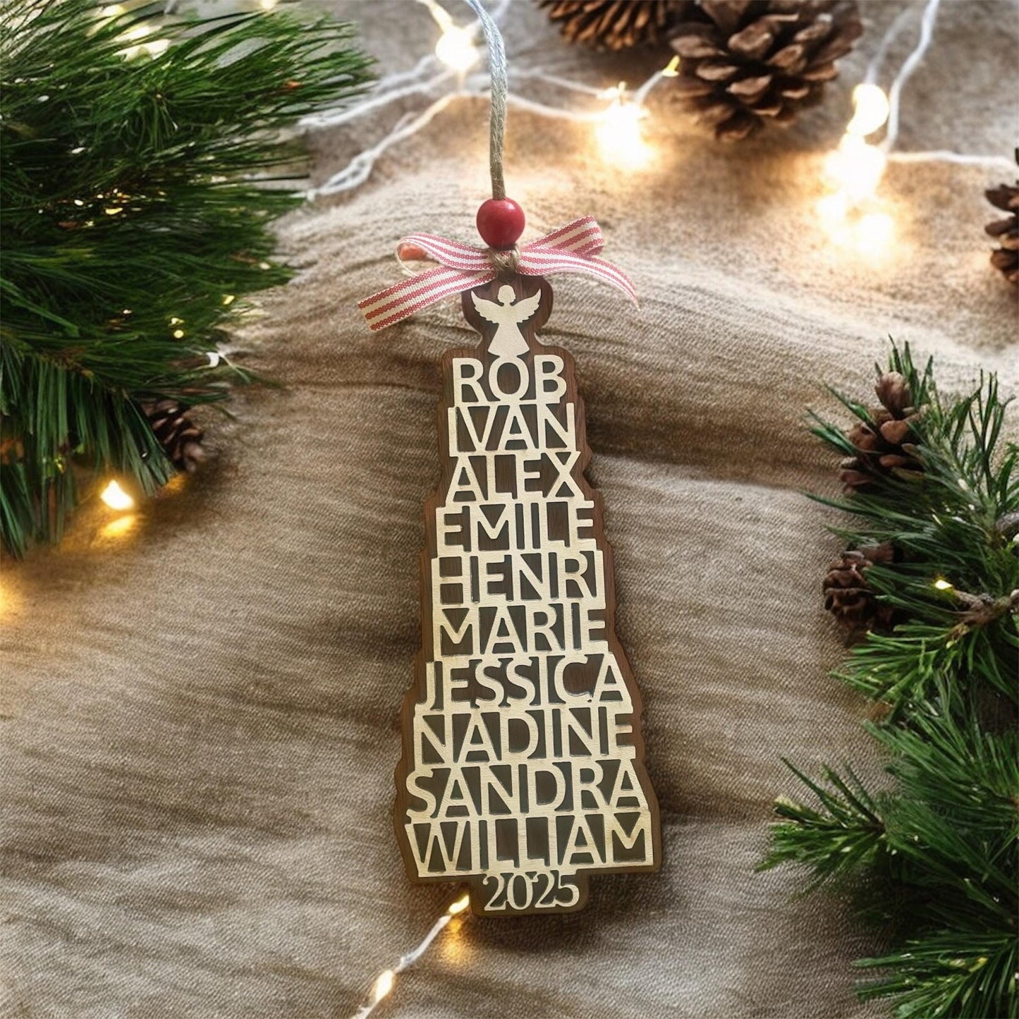 Personalized Engraved Ornament, Wood Ornament, Holiday Decor, Family Ornament