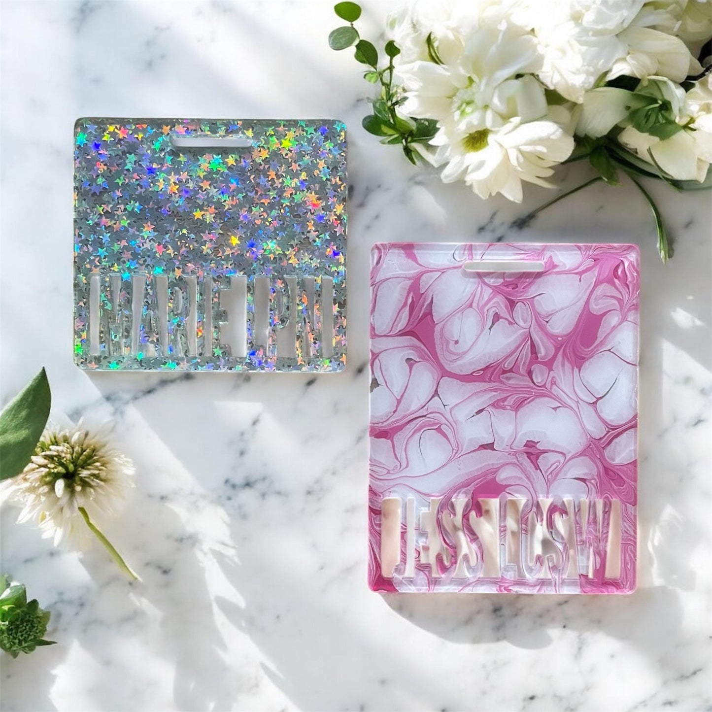 Personalized Nurse Badge Holder | Custom Acrylic ID Holder | Durable Work Name Tag | Nurse Gift | Hospital Staff Badge | Hospital Worker ID