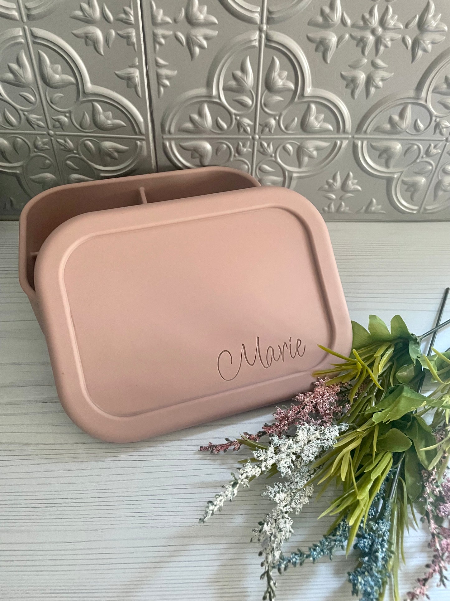 Engraved Lunch Box, Silicone Food Storage,Personalized Lunch Box, School Food Storage, Eco friendly food container