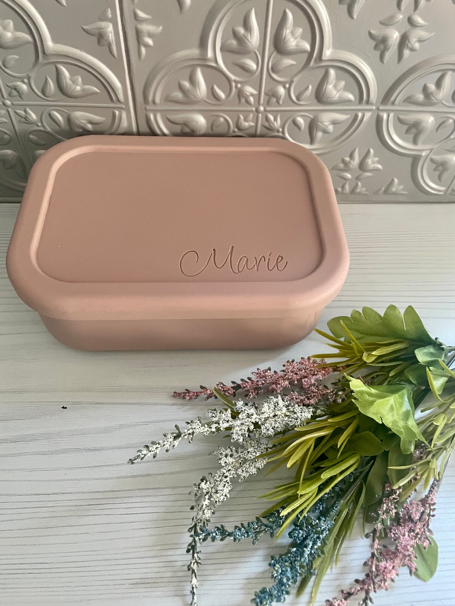 Engraved Lunch Box, Silicone Food Storage,Personalized Lunch Box, School Food Storage, Eco friendly food container