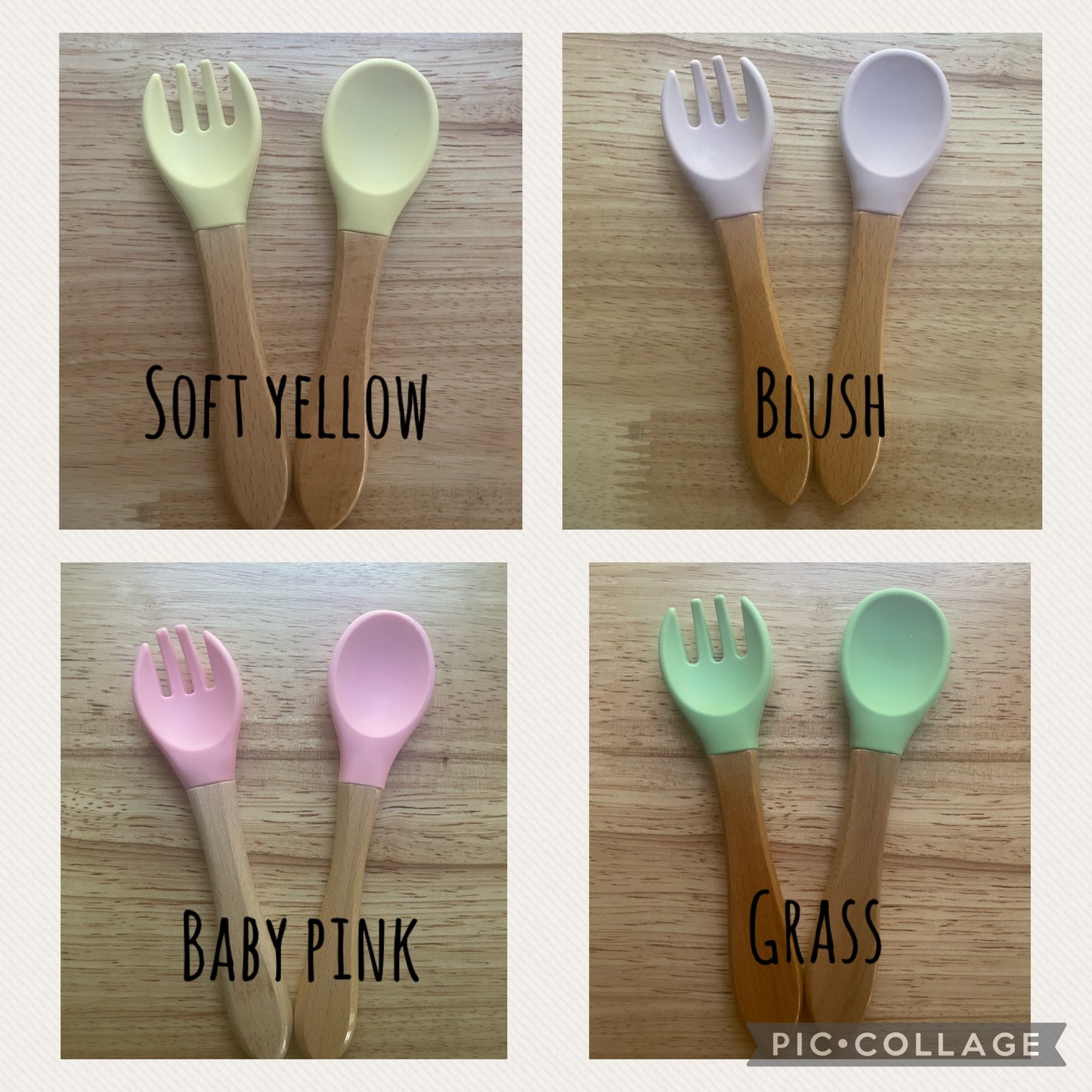 Personalized Silicone and Wood utensil set for baby, Engraved first utensil set for toddler, Gift for New Mom, Gift for Baby Shower