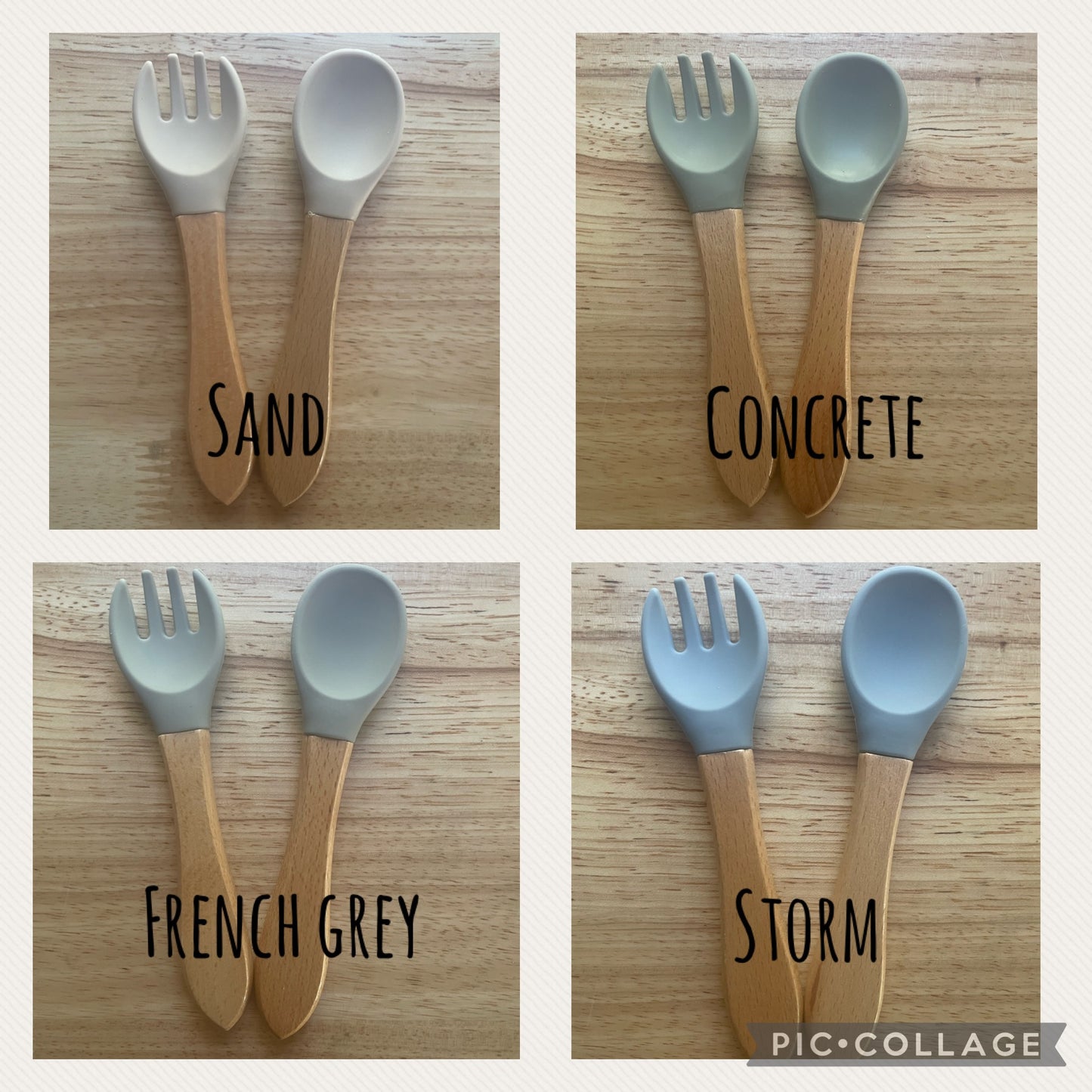 Personalized Silicone and Wood utensil set for baby, Engraved first utensil set for toddler, Gift for New Mom, Gift for Baby Shower