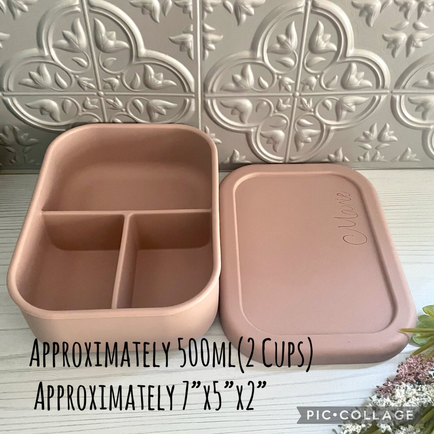 Engraved Lunch Box, Silicone Food Storage,Personalized Lunch Box, School Food Storage, Eco friendly food container