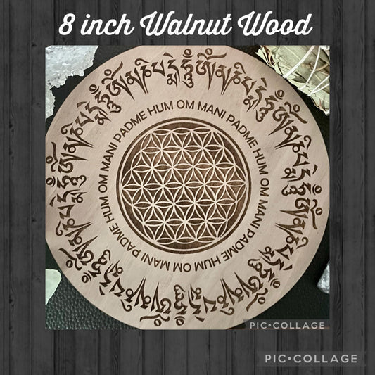 Laser Engraved Flower of Life Board, Chakra Mat,Meditation Tool, Altar Décor, Dowsing, Sacred Geometry, Crystal Grid,Mystical Gift