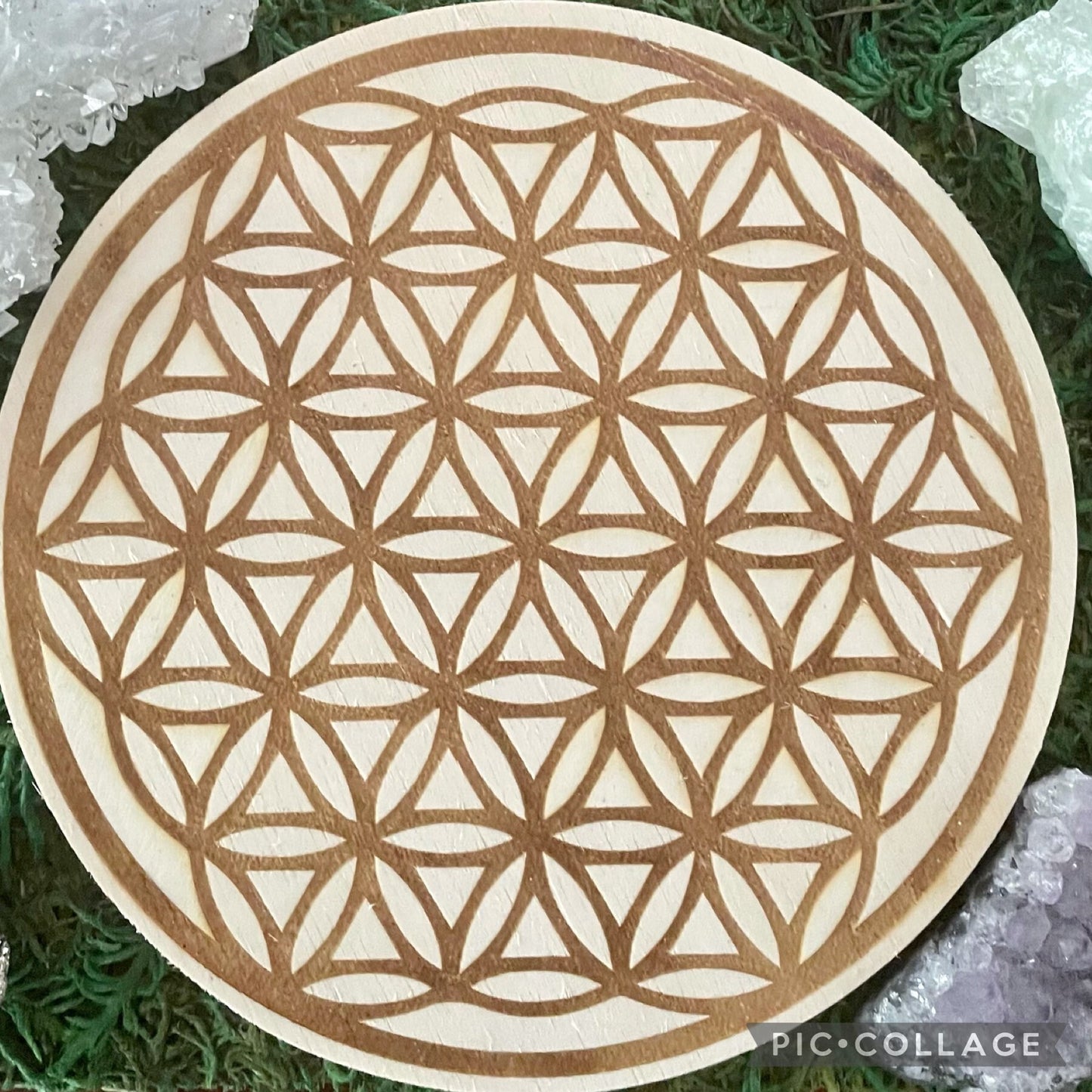 Laser Engraved Flower of Life Board, Chakra Mat,Meditation Tool, Altar Décor, Dowsing, Sacred Geometry, Crystal Grid,Mystical Gift