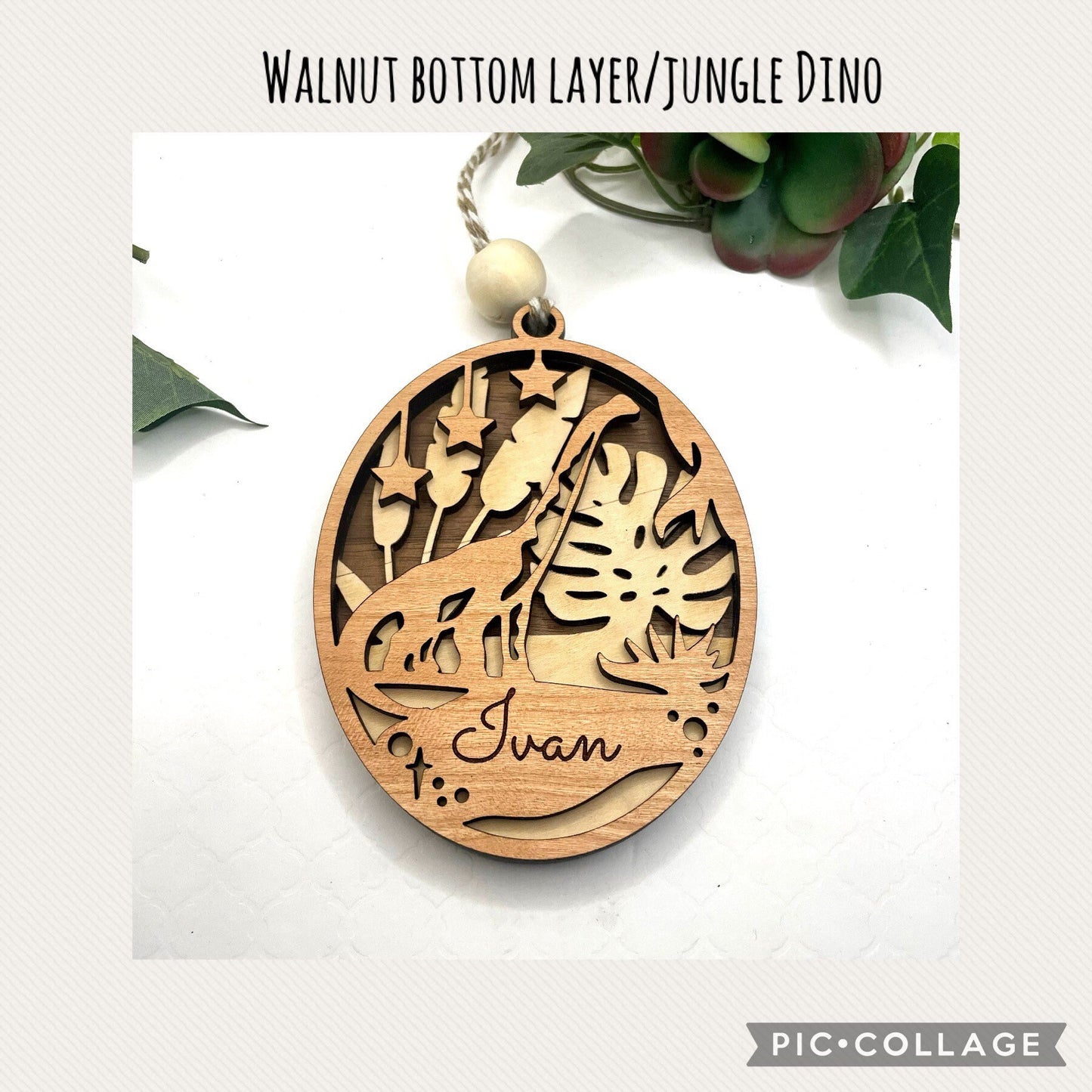 Personalized Ornament, Dinosaur Engraved Ornament, Holiday Decor, Dinosaur Gift for son, Dinosaur Gift for daughter, Family Keepsake