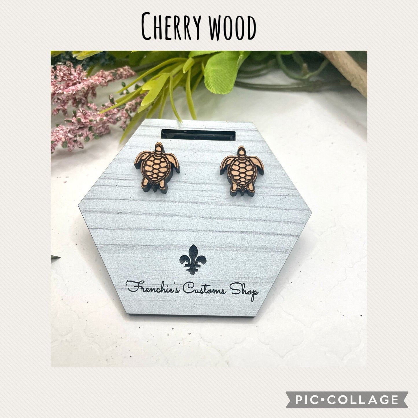 Wood Stud Earrings, Turtle stud earrings, Summer earrings, Beach earrings, Turtle Lover earrings, Turtle Jewelry, Gift for mom