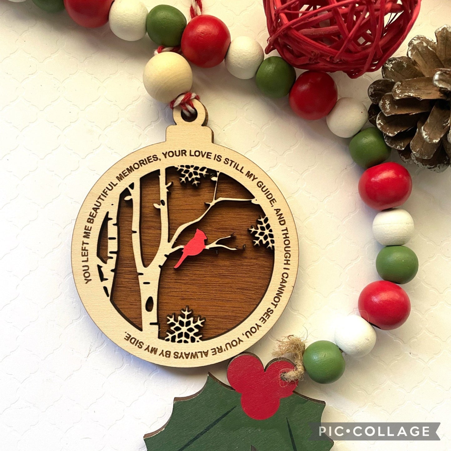 Engraved Wood Ornament, Remembrance Ornament , Cardinal Ornament, Farmhouse, 2022 Ornament, Memorial Ornament, Christmas Ornament