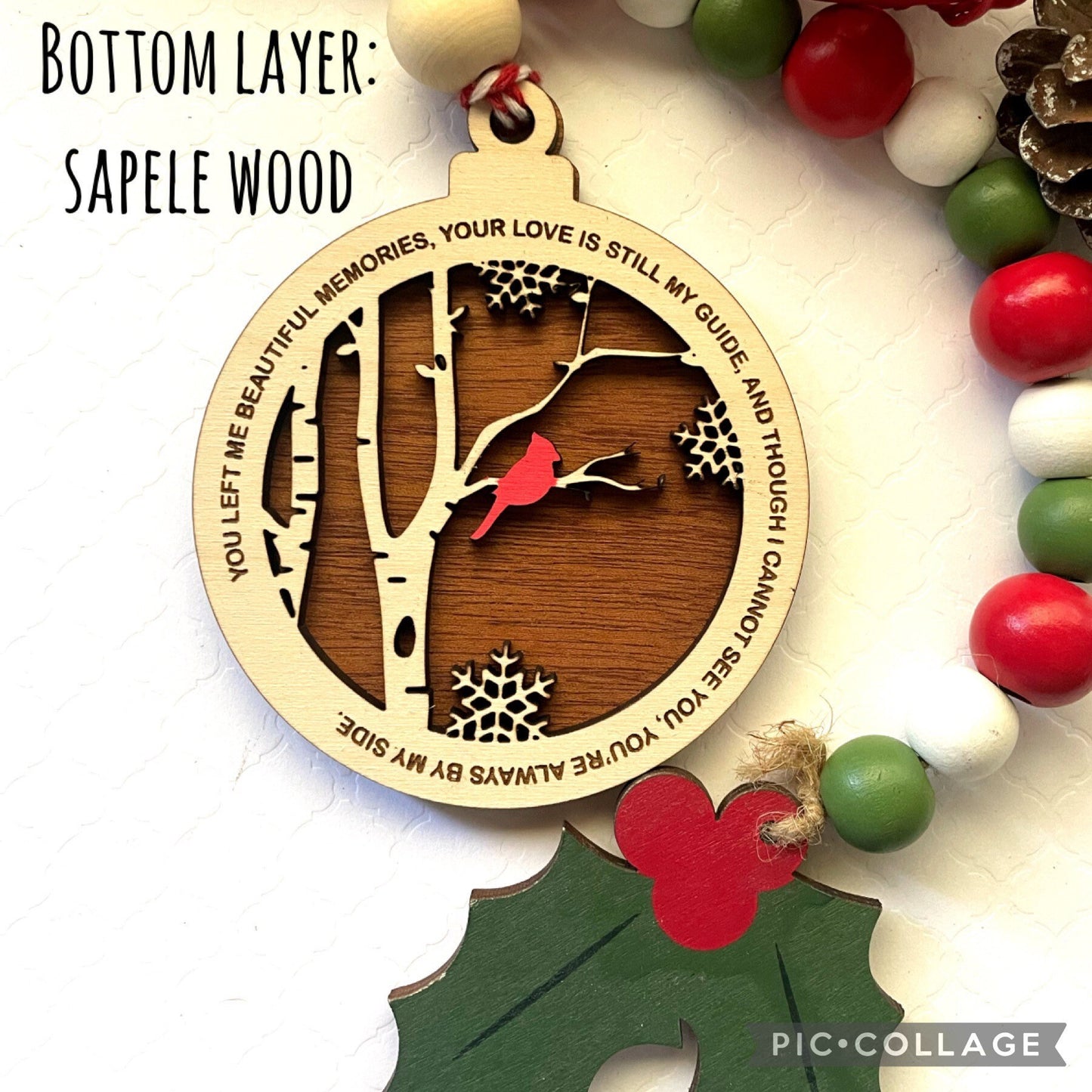 Engraved Wood Ornament, Remembrance Ornament , Cardinal Ornament, Farmhouse, 2022 Ornament, Memorial Ornament, Christmas Ornament