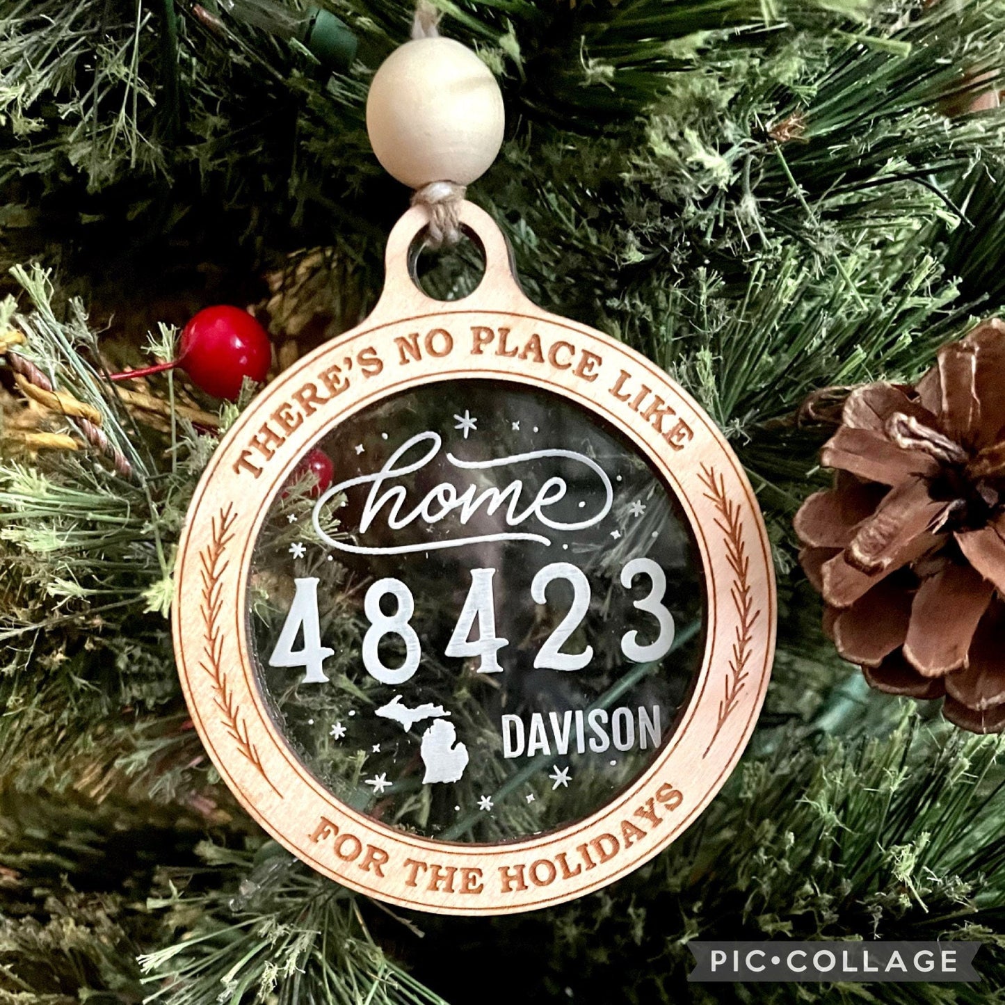 Personalized Ornament, Wooden Ornament, Zip Code Ornament, Decor, Christmas Ornament, Family Keepsake, Family Ornament.