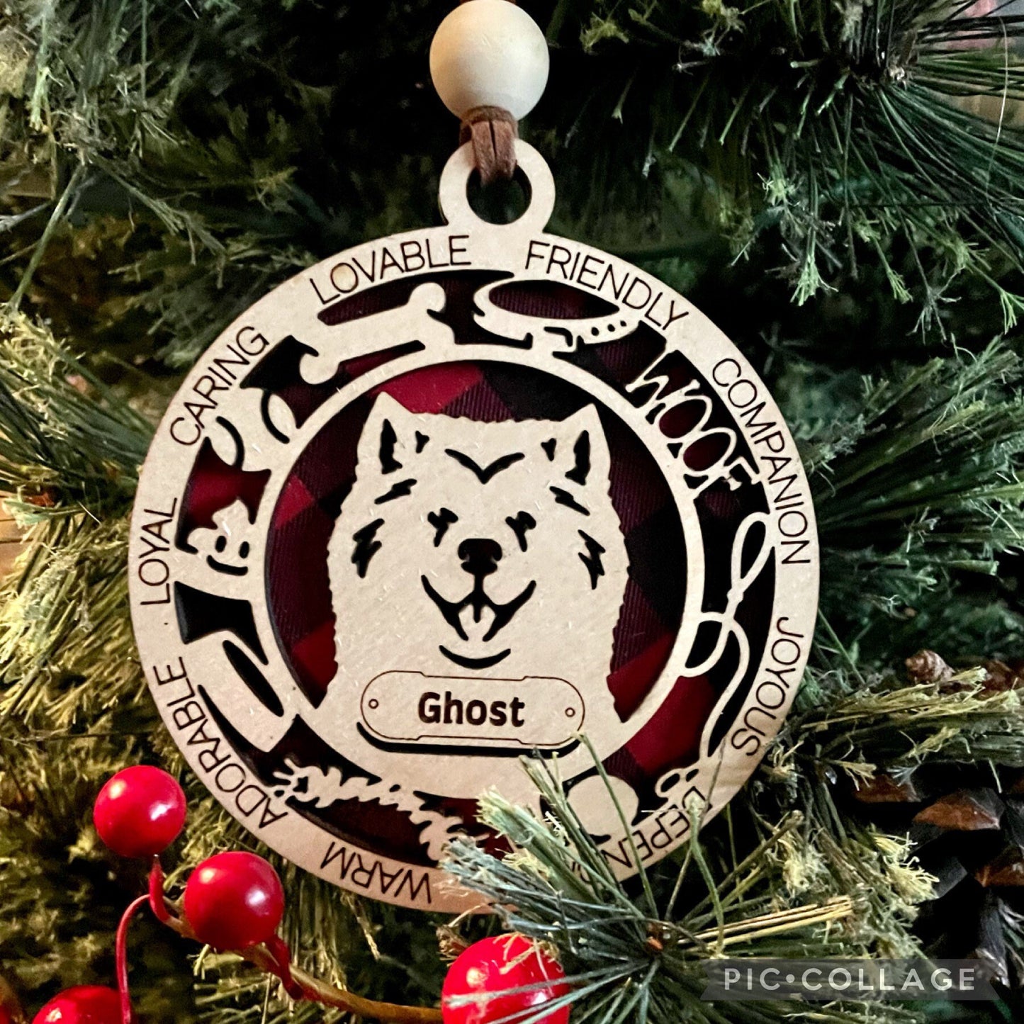 Engraved Personalized Pet Wood Ornament, Pet Lovers, Dog puppy Christmas decor, Cat ornament, Dog Lover, Car Pet ornament, Pet Owner Gift