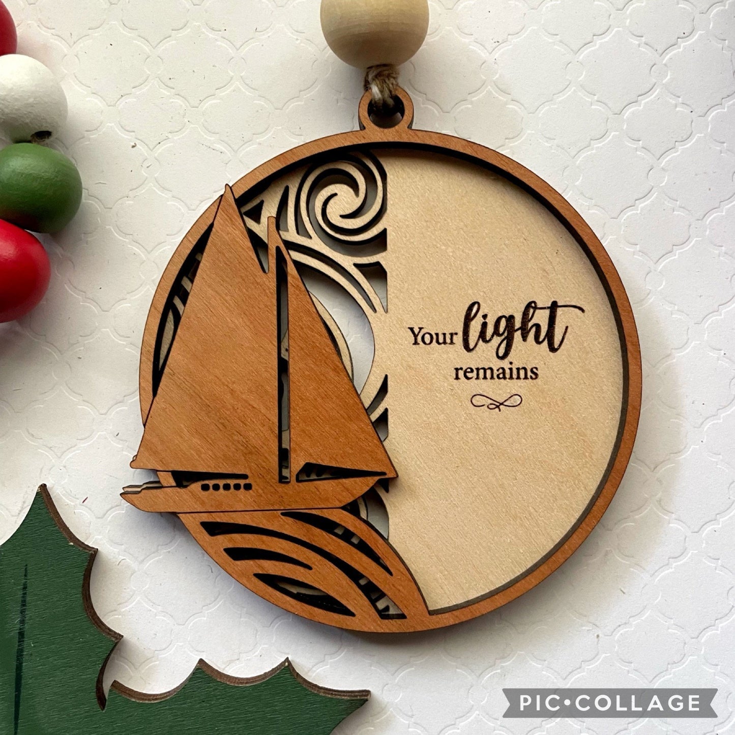 Engraved Wood Ornament, Remembrance Ornament, Ship Memorial Ornament, Farmhouse Ornament, Sea Ornament, Christmas Ornament