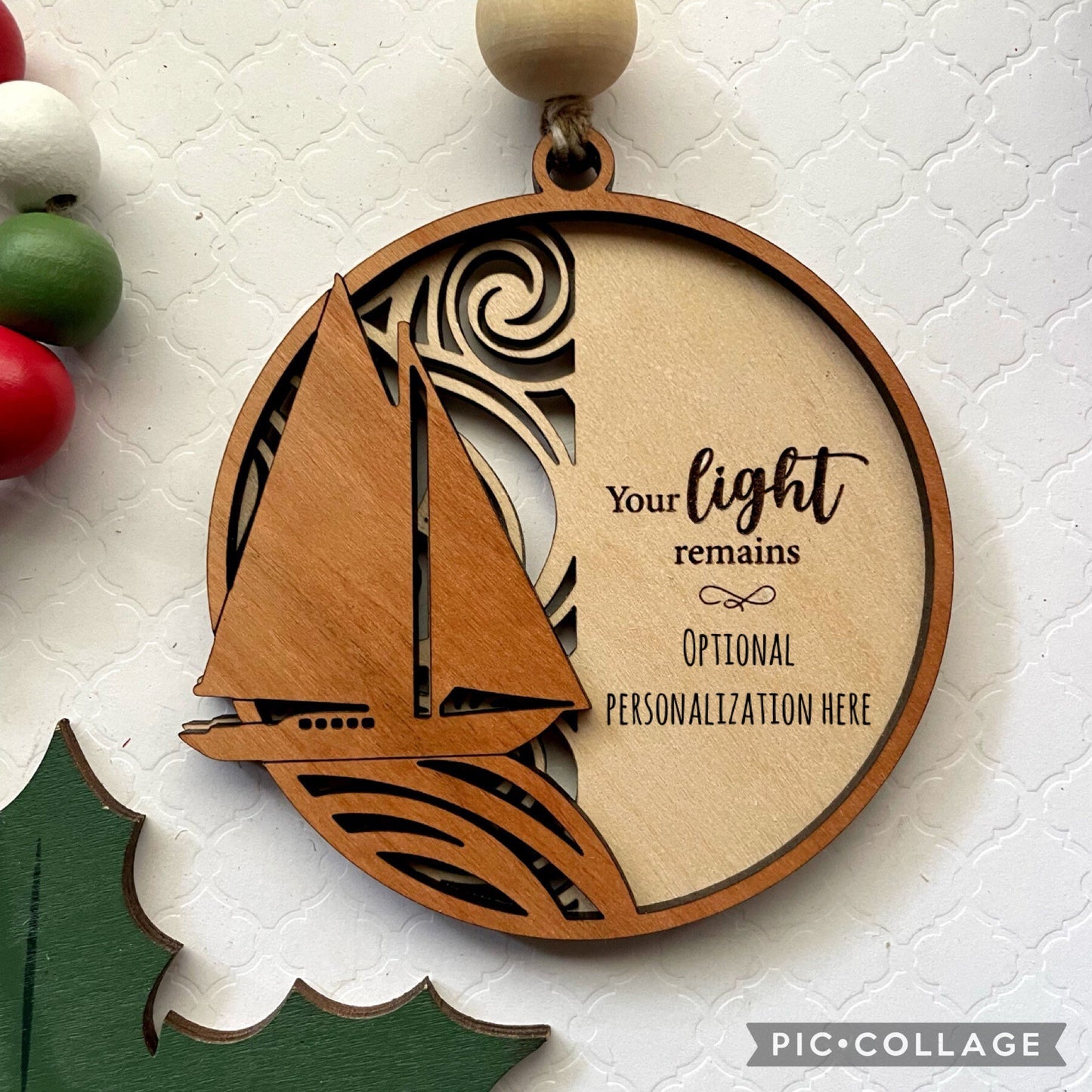 Engraved Wood Ornament, Remembrance Ornament, Ship Memorial Ornament, Farmhouse Ornament, Sea Ornament, Christmas Ornament