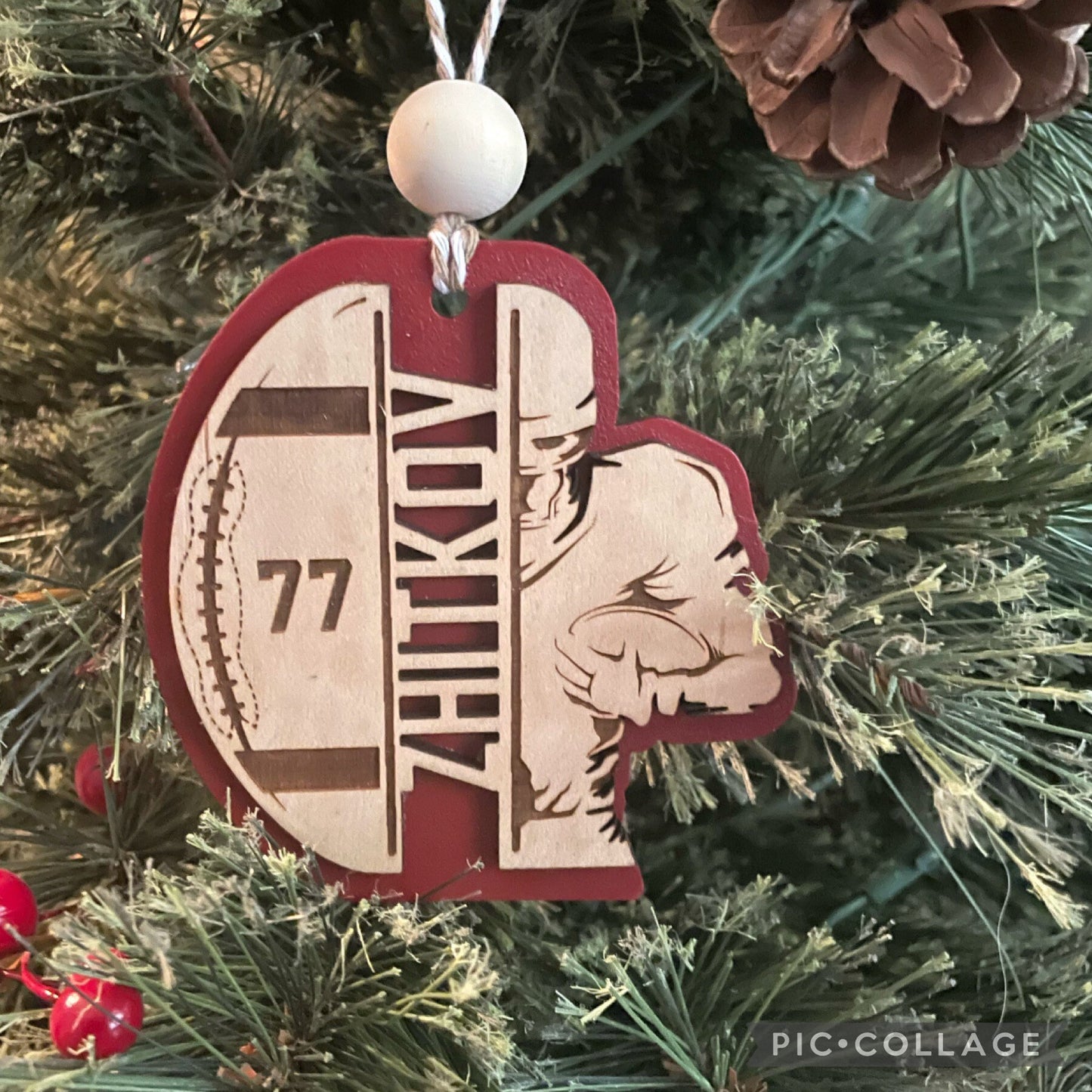 Engraved Wood Ornament, Personalized Football Ornament , Football Mom Gift, Football Dad Gift, Sport Lovers, Family Keepsake, Gift for Mom