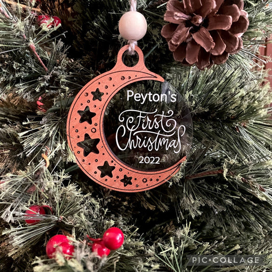 New Baby Ornament, Wood Engraved Personalized Ornament, First Christmas Ornament, New Baby Keepsake, Gift for mom, Gift for Parents