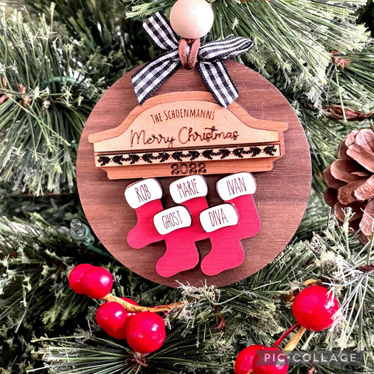 Personalized Gift, Stocking Ornament, Family Ornament up to 8 people, chimney family decoration, Family Keepsake, Christmas Gift for Mom.