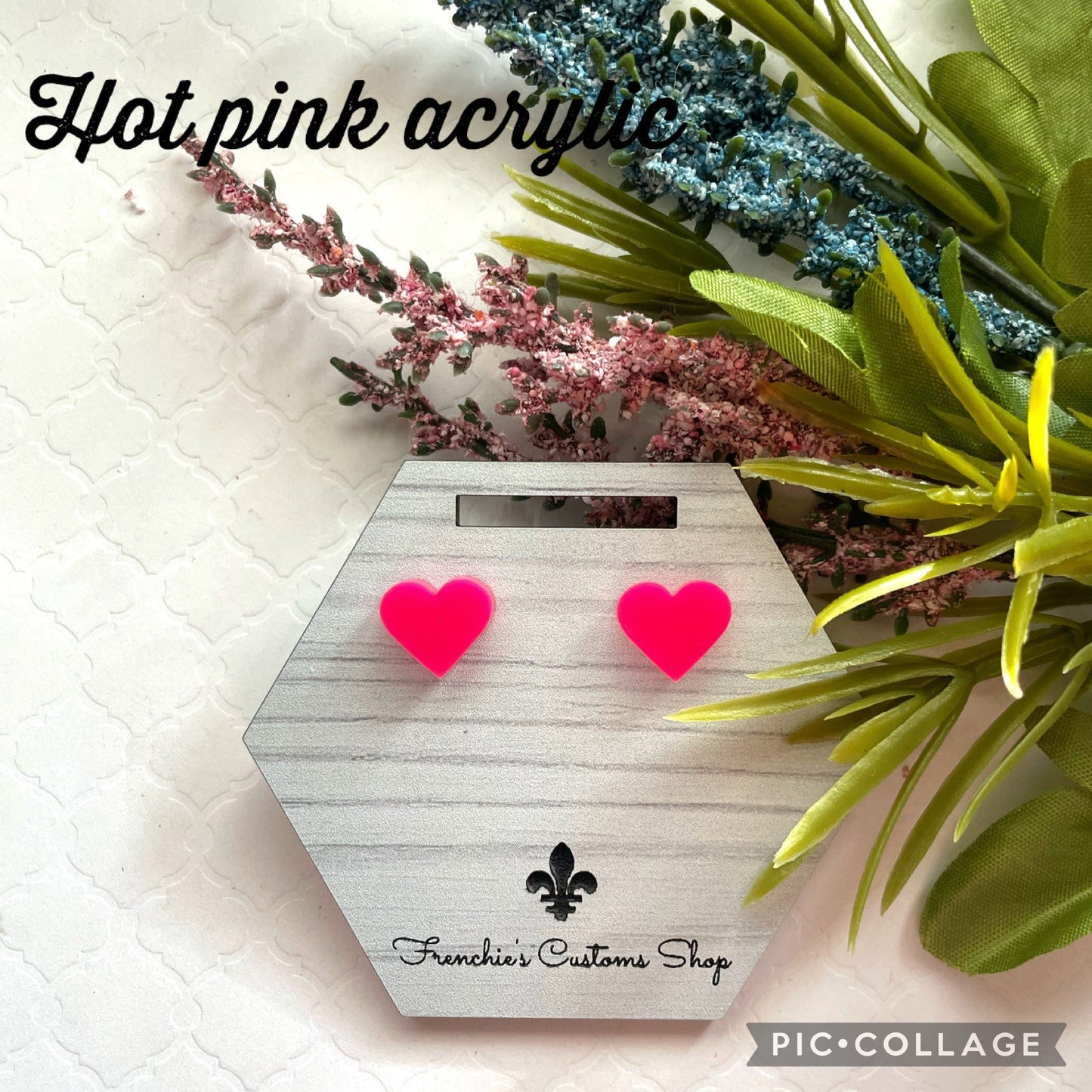 Wood Stud Earrings, Heart earrings, Valentine’s Day gift for girlfriend, pink heart stud earrings, Gift for wife, Valentine’s Day earrings