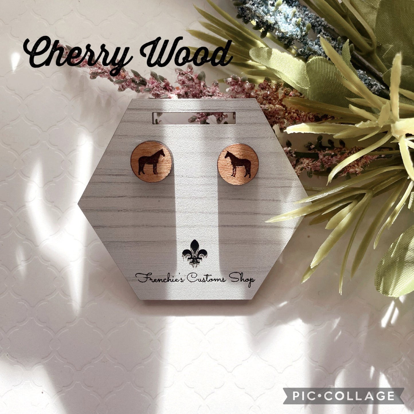 Wood Stud Earrings, Farmhouse stud earrings, Horse Lovers Gift, Farm Animal earrings, Christmas earrings, Animal Lovers, Country Decor