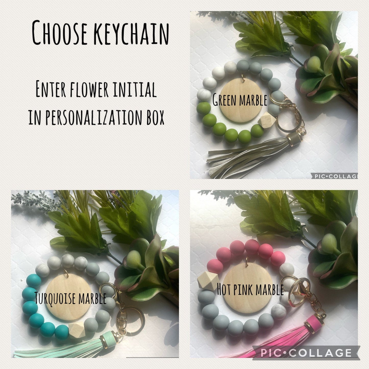 Personalized Wristlet Keychain, Engraved Floral Keychain, Silicone Keychain, Bracelet Keychain, Gift for Her, Gift for Mom, Mama Keychain